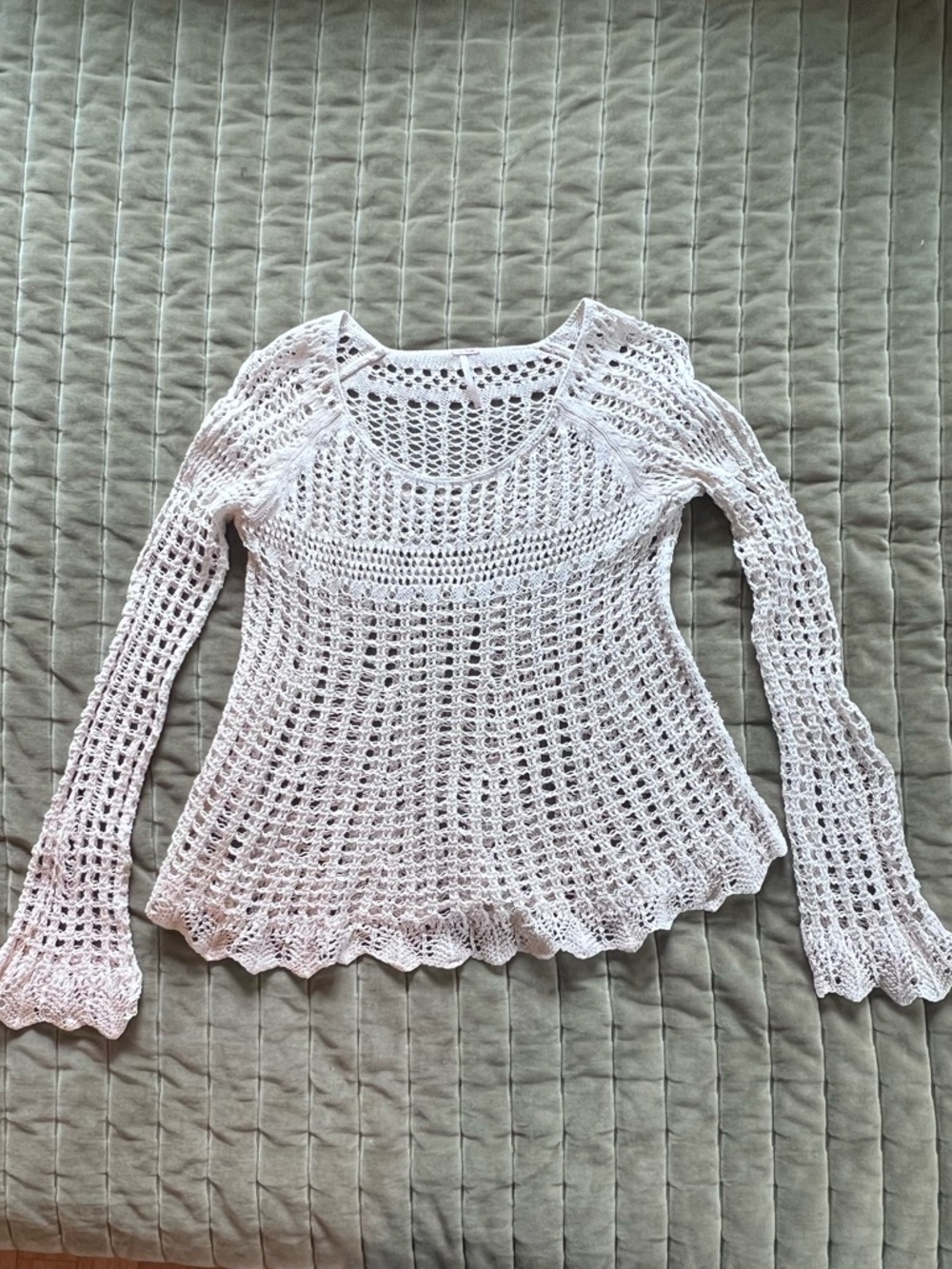 Free People Cream Boho Knit Top Size Small